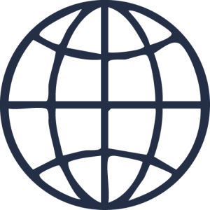 Outline icon of a globe
