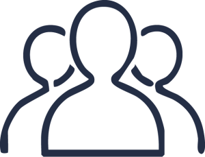 Outline icon of three people