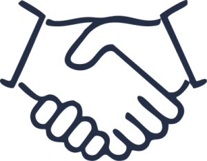 Outline icon of two hands shaking